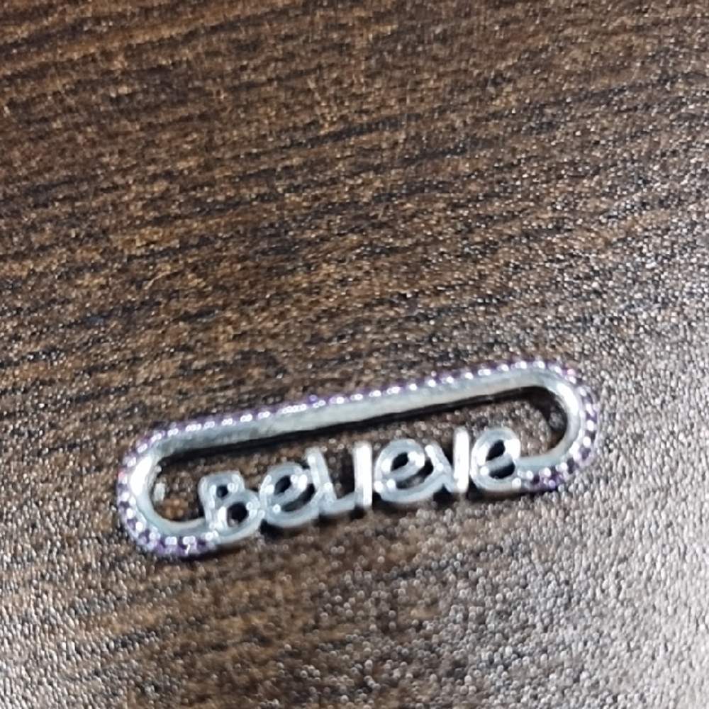 Pandora Believe Charm Silver With Purple Mini Gems
